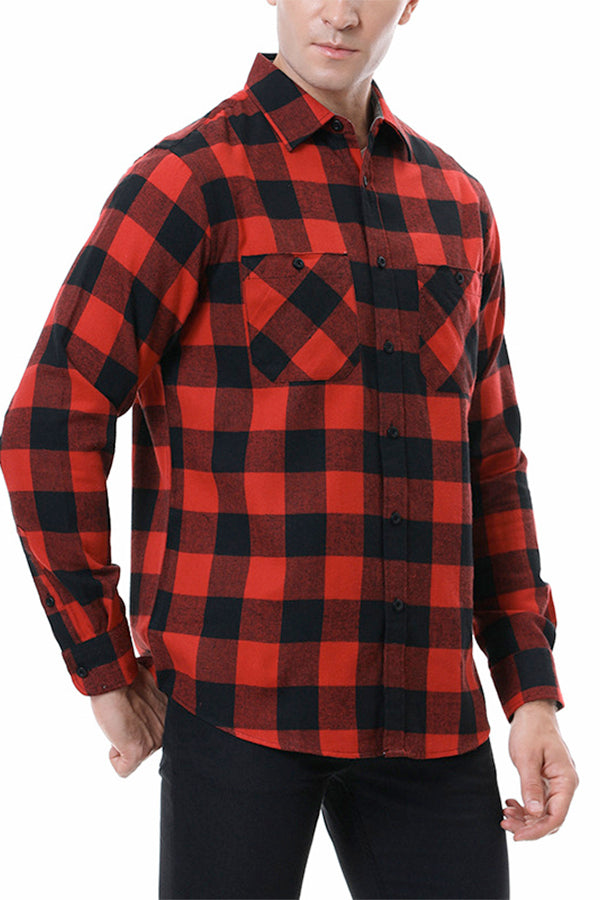 Wrinkle-Free Button-Down Flannel Shirt