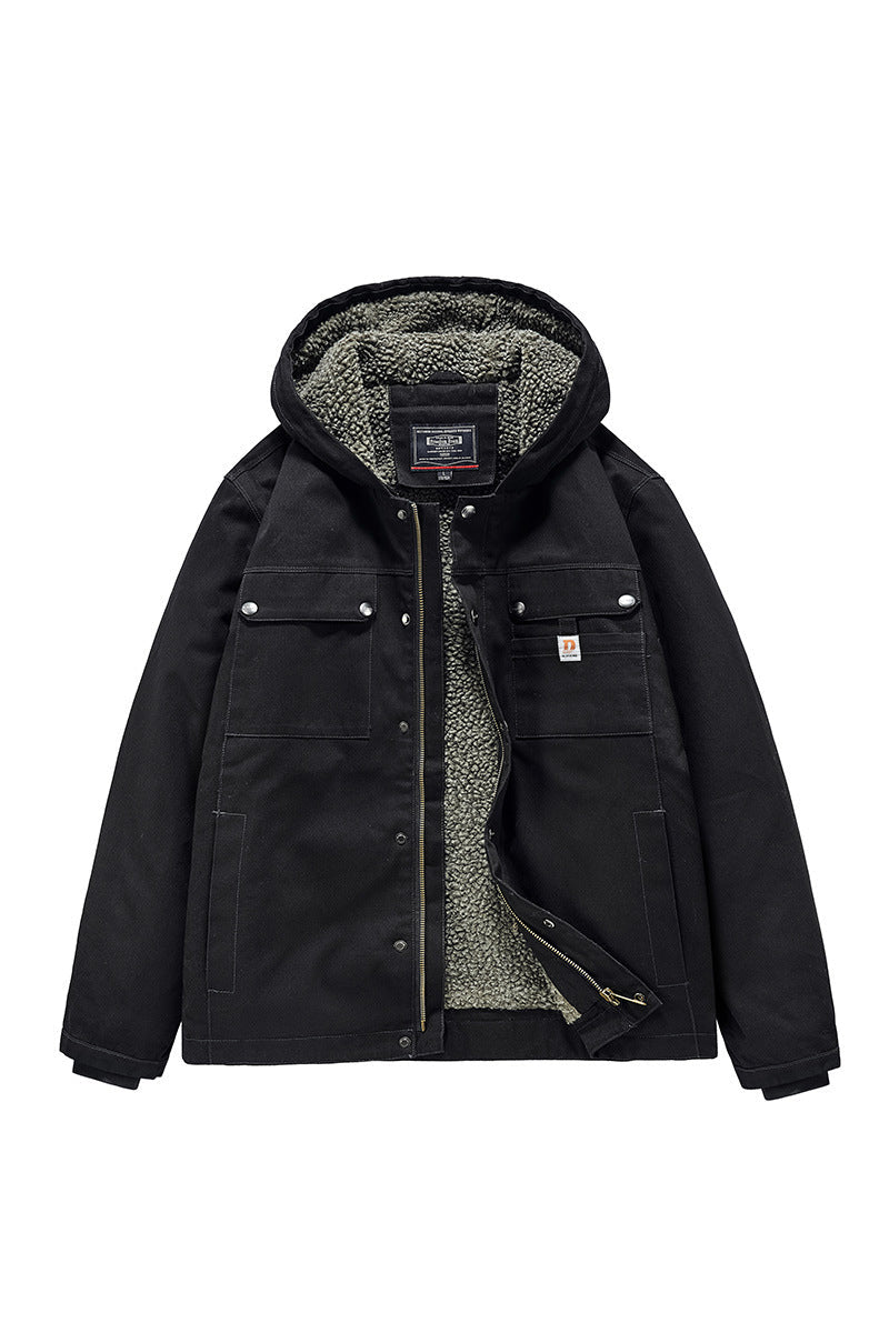 Relaxed Sherpa-Lined Hooded Utility Jacket